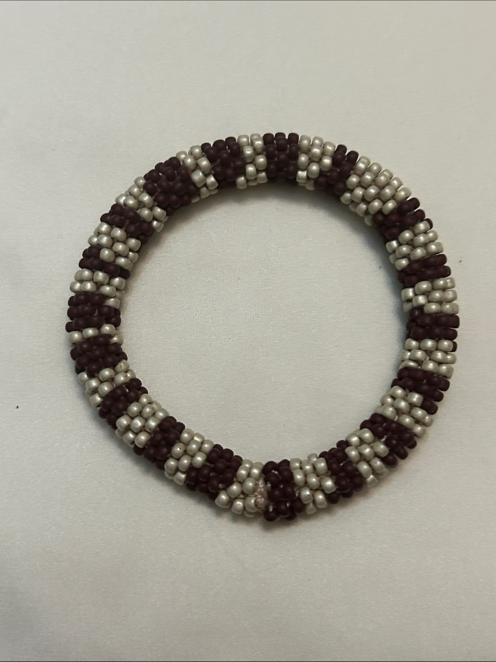 Handmade Pearl & Brown Bead Stretch Bracelet